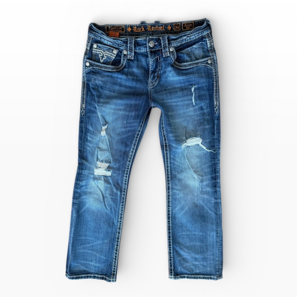 Rock Revival Men's Denim Skinny Jeans with Distressed Look